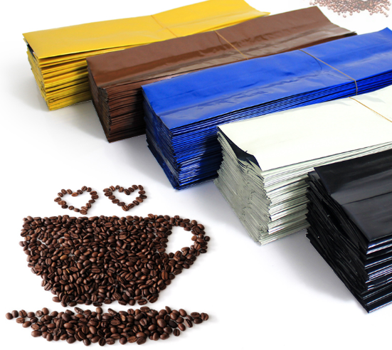 ซองฟอยด์ สี บรรจุชา กาแฟ 500 กรัม ความยาว 320 มม. * กว้าง 100 มม. * หนีบขอบ 60 มม.จำนวน 50 ใบ
