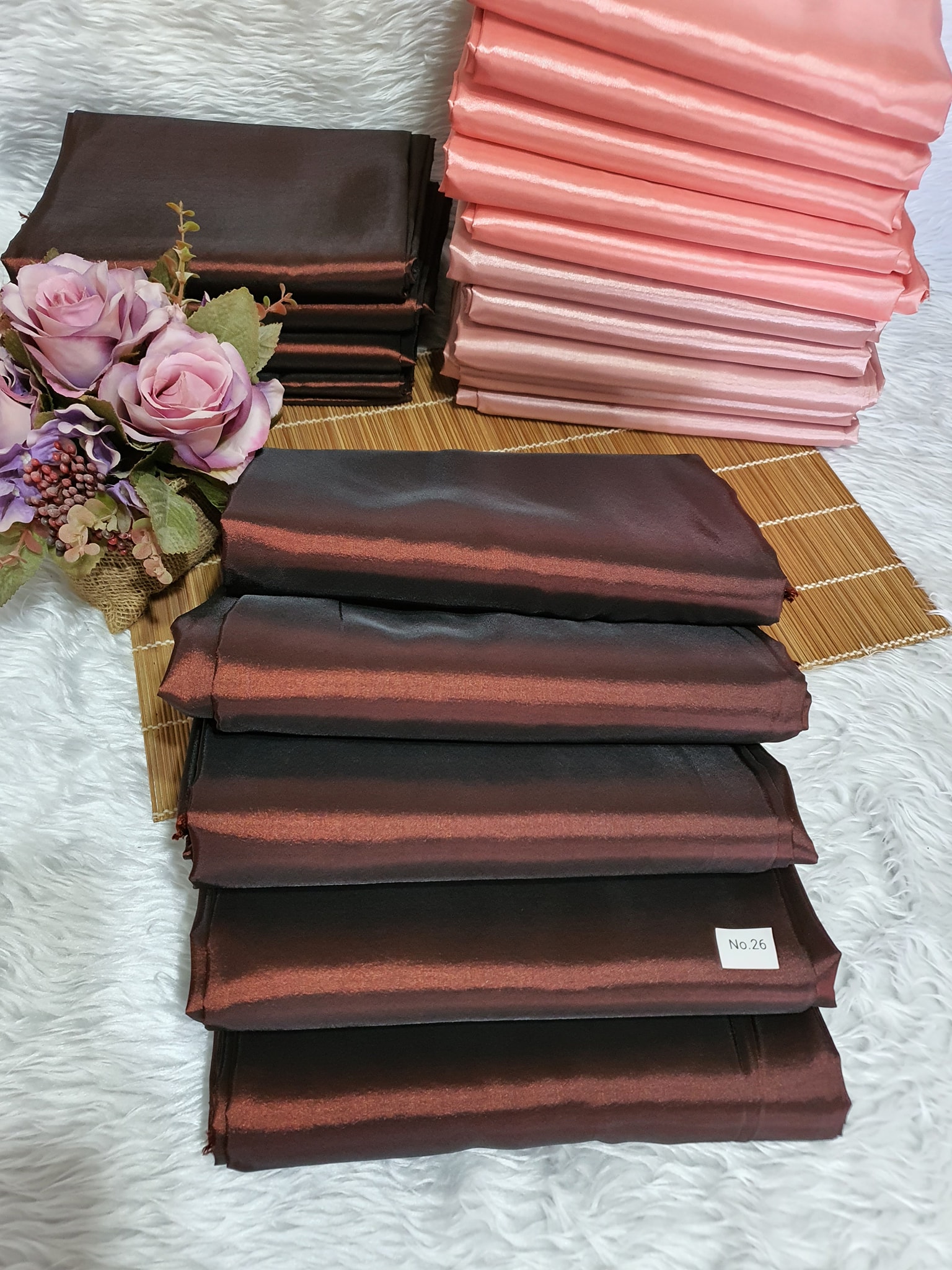ผ้าไหมสังเคราะห์ทอเครื่องสีพื้น Plain Synthetic Silk