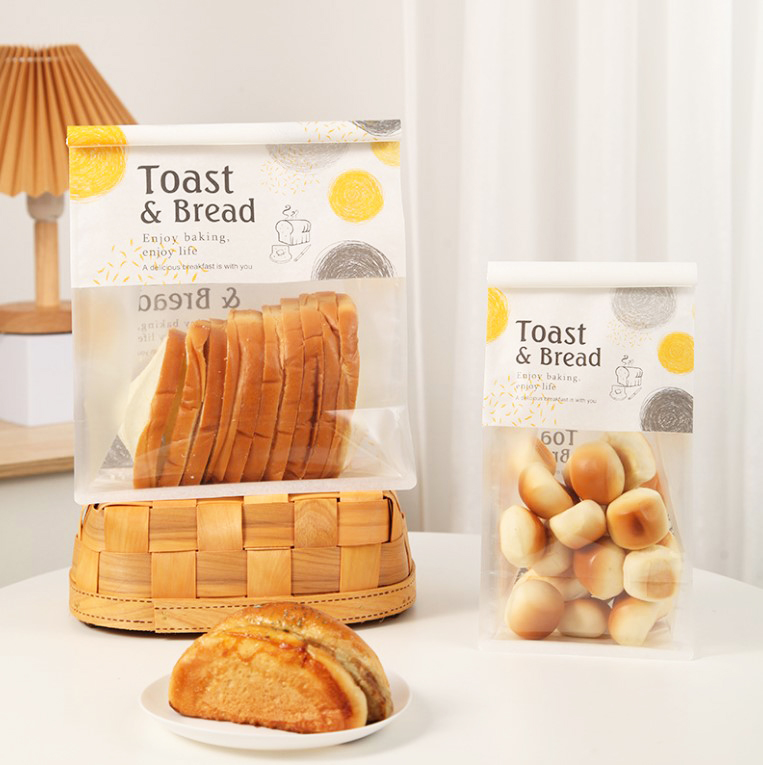 ถุงขนมปัง กระดาษ มีลวดพับปิดถุง แพ็ค 50 ชิ้น - ลาย Toast&Bread