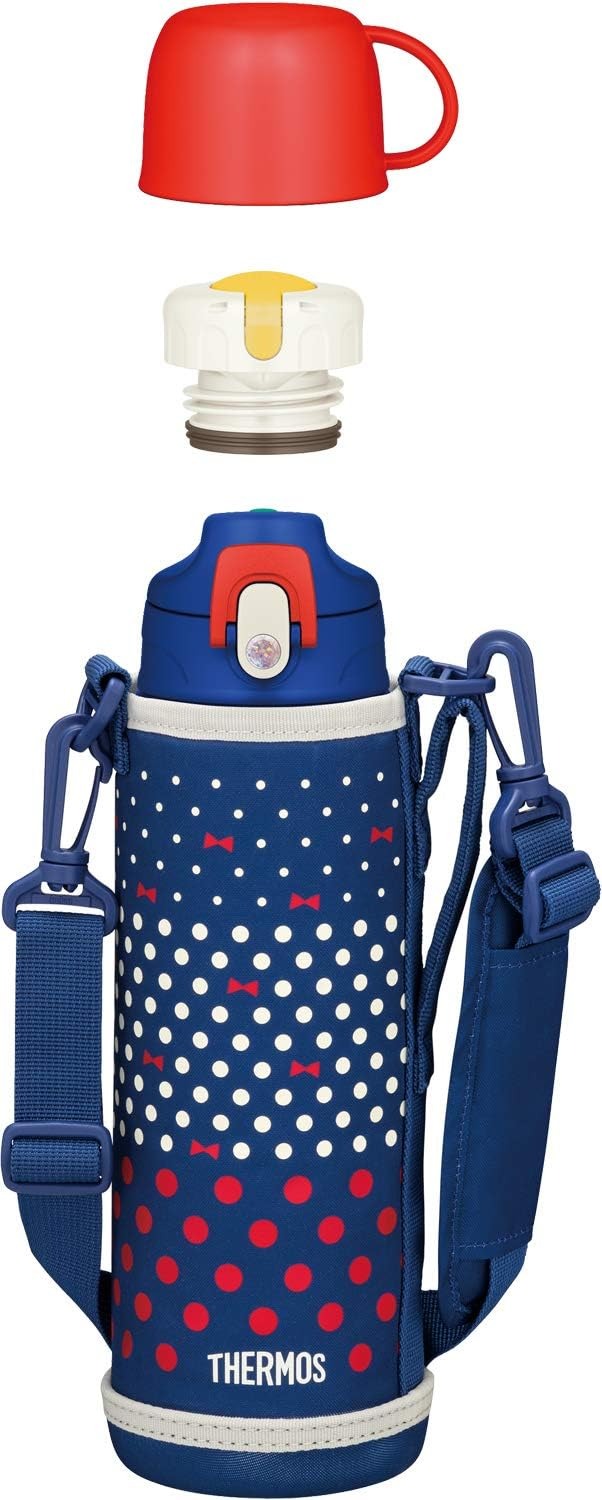 THERMOS FJJ-1000WF NVD Vacuum Insulated 2-Way Bottle 1.0L – สี Navy Dot (น้ำเงินจุดขาว) เทอร์มอสกระติกน้ำกีฬาฉนวนสุญญากาศ เก็บอุณหภูมิได้ทั้งร้อนและเย็น ขนาด 1ลิตร