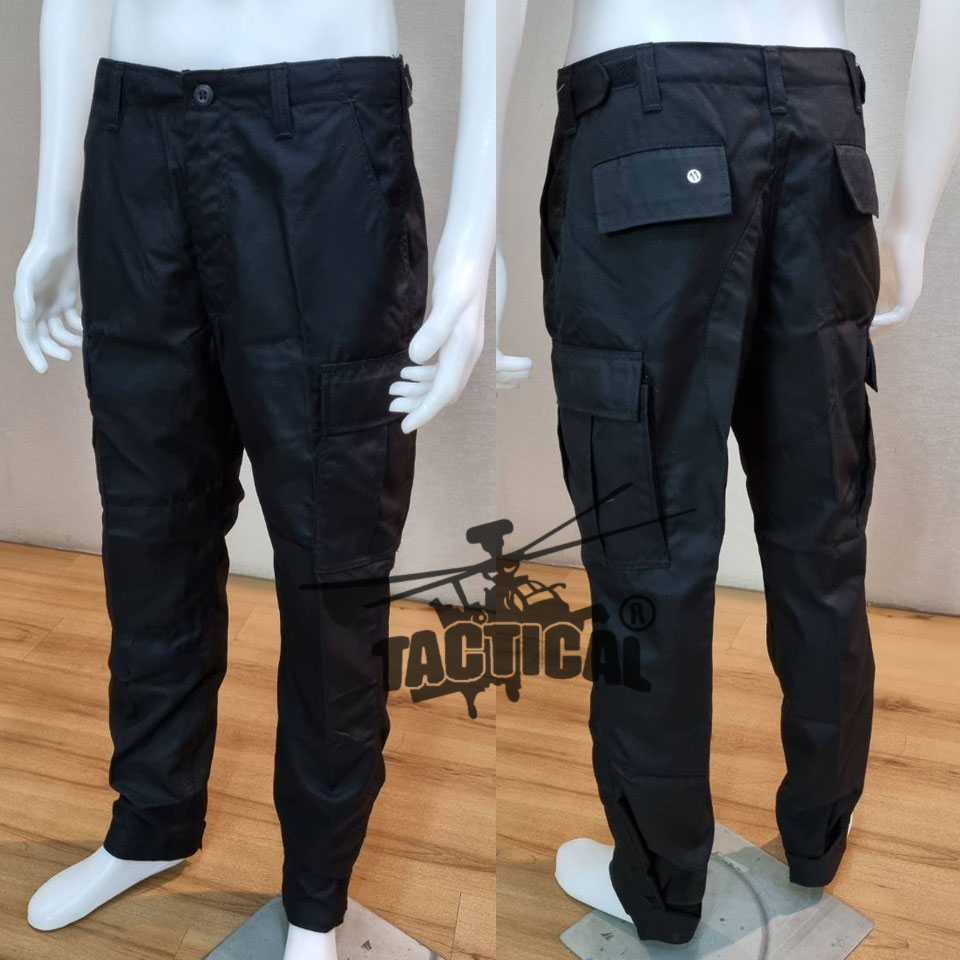 กางเกงเดี่ยวรุ่น 11 ดำ ผ้าหนานุ่ม (มีตีนตุ๊กแกปลายขา)