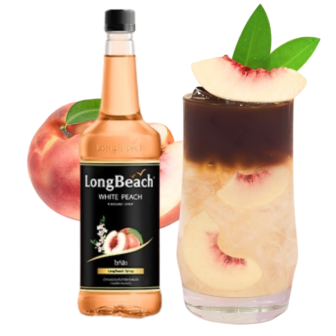 ลองบีชไซรัปไวท์พีช 740 มล. LongBeach White Peach Syrup 740 ml. รหัส 2578