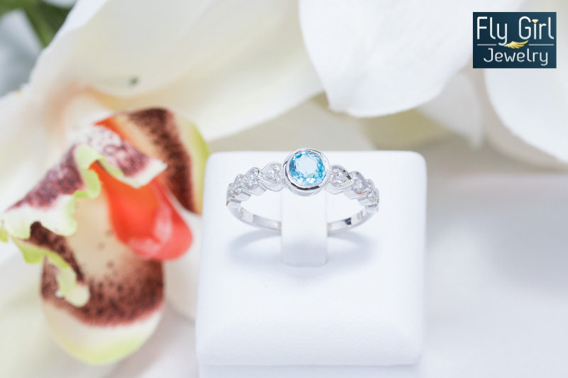 แหวนเงินแท้ พลอยบลูโทแพสแท้(ราศีธนู)