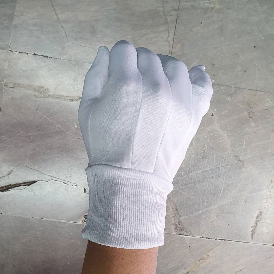 ถุงมือจราจรสีขาว ยางยืด เต็มนิ้ว