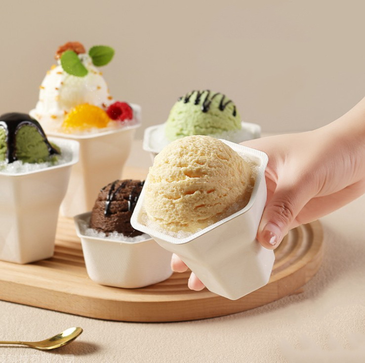 ถ้วยไอศครีม ของหวาน ขนาด 200 ml. ย่อยสลายได้ในธรรมชาติ (Biodegradable) แพ็ค 50 ชิ้น