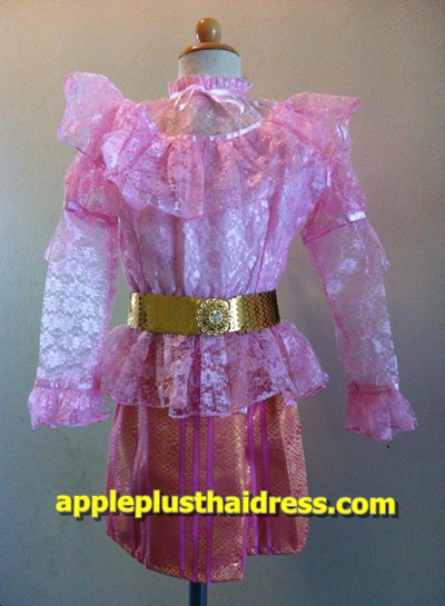 T128 ชุดไทยบัวเงิน สีชมพู (ไม่รวมเข็มขัด)