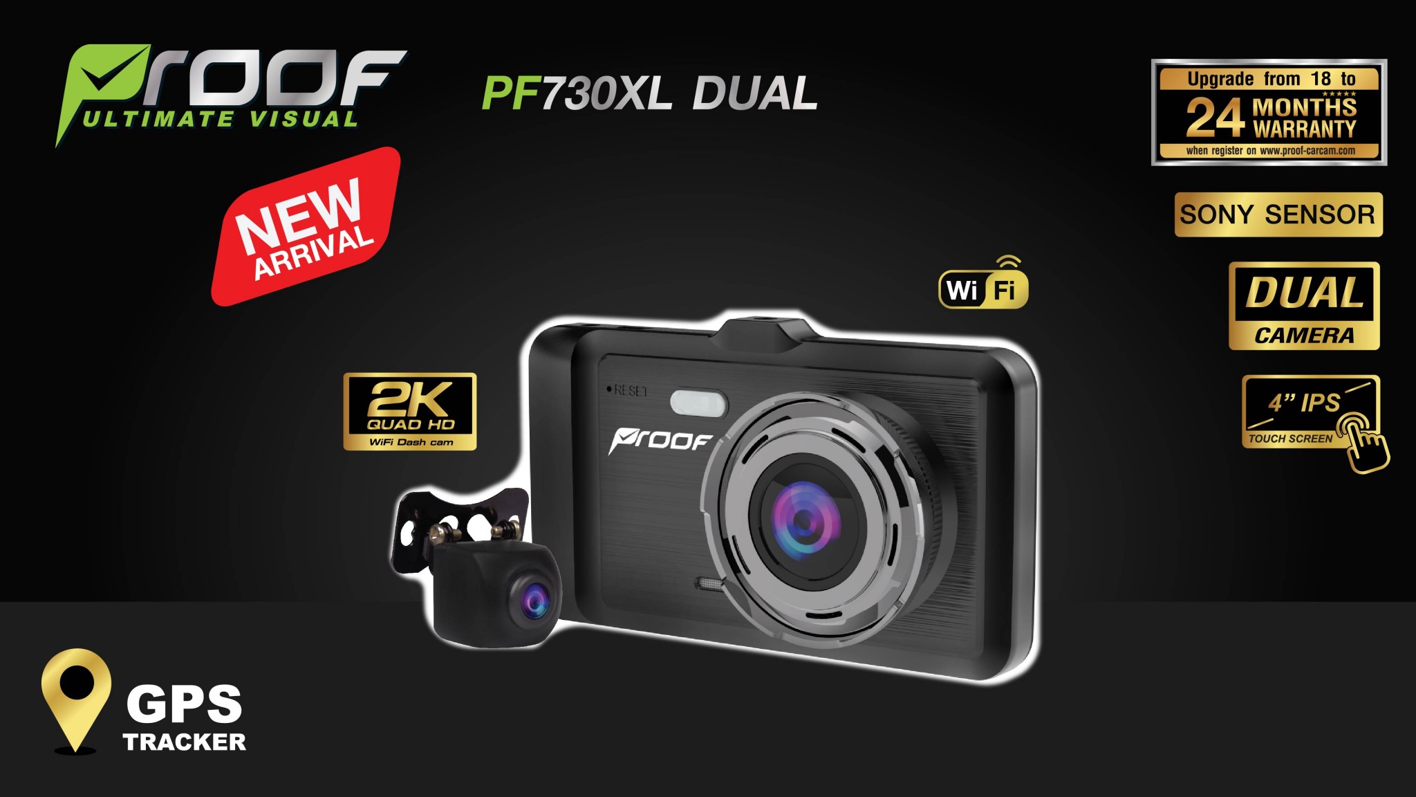 กล้องติดรถยนต์หน้า-หลัง PF730XL Dual