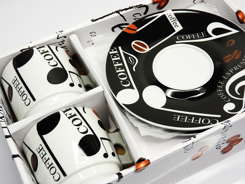 ชุดแก้วของขวัญ แก้วกาแฟ ขนาดกลาง 65 มล. ลายโน๊ตเพลงกาแฟ 1610-632-02