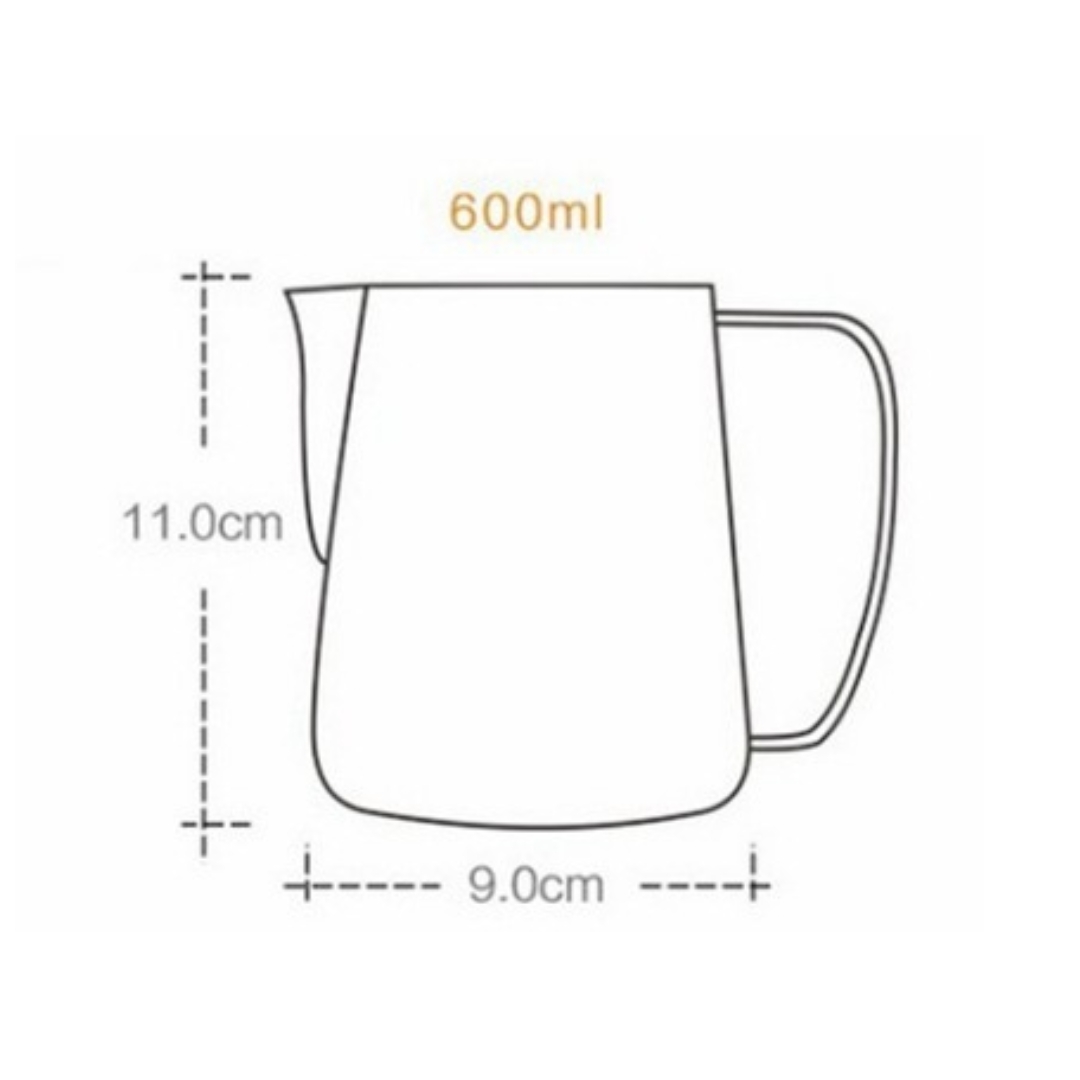 พิชเชอร์สแตนเลส เคลือบเทปล่อน ถ้วยตีฟองนม สีเหลือง ขนาด 350 ml รหัส 0127