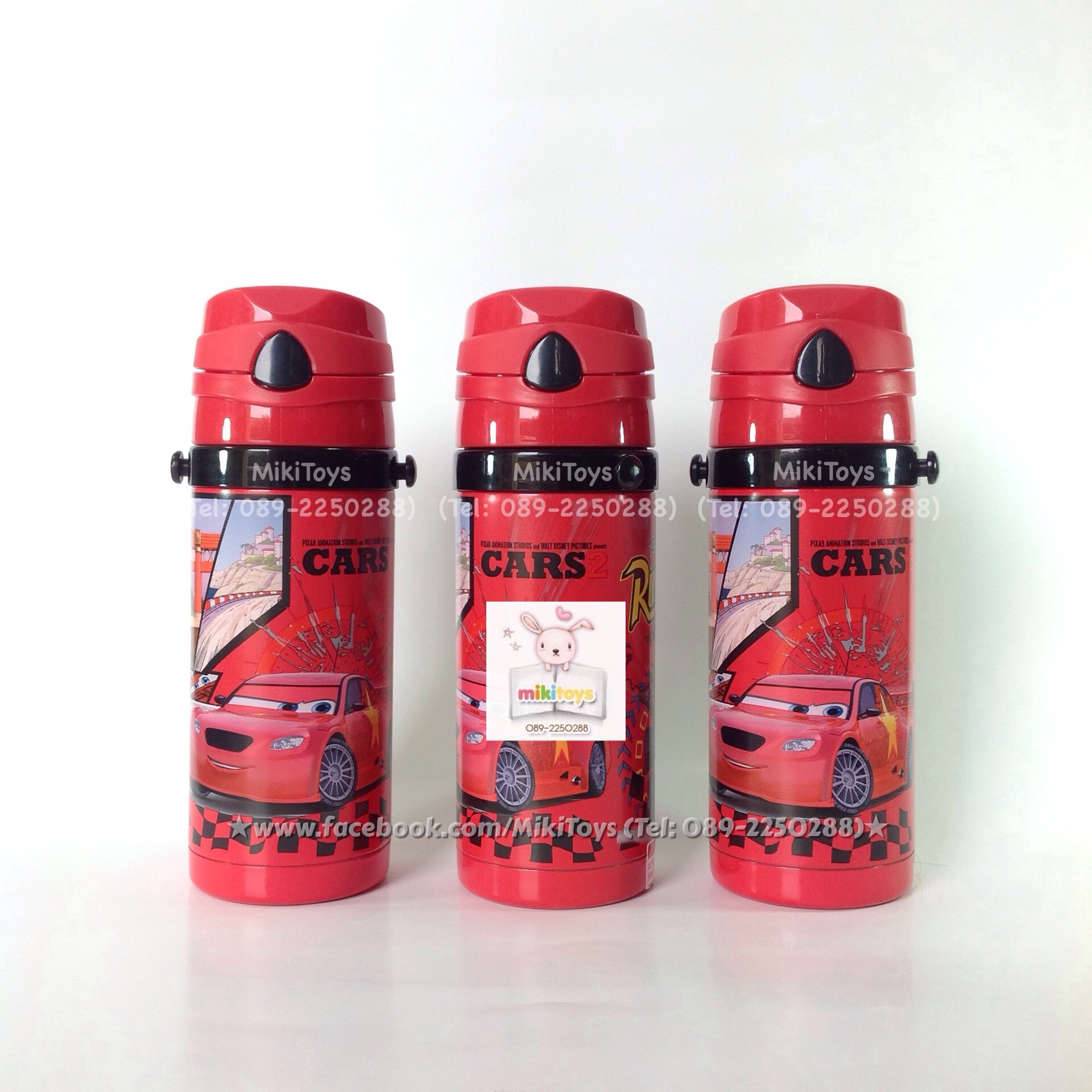 กระติกน้ำ Cars McQueen สีแดงดำ เก็บอุณหภูมิได้ ร้อน-เย็น Disney สีสดลายสกรีนชัดเจนค่ะ