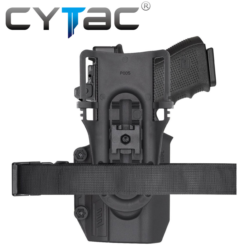 (งานแท้) ซองปืน Mega-Fit ติดไฟฉาย + เพลทลดต่ำ + รัดขา ยี่ห้อ Cytac