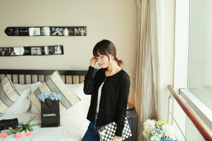 Pre Order - เสื้อกันหนาวแฟชั่นสไตล์เกาหลี ไหมพรมบาง สบาย ๆ : สีม่วง / สีครีม / สีดำ / สีส้ม / สีชมพู