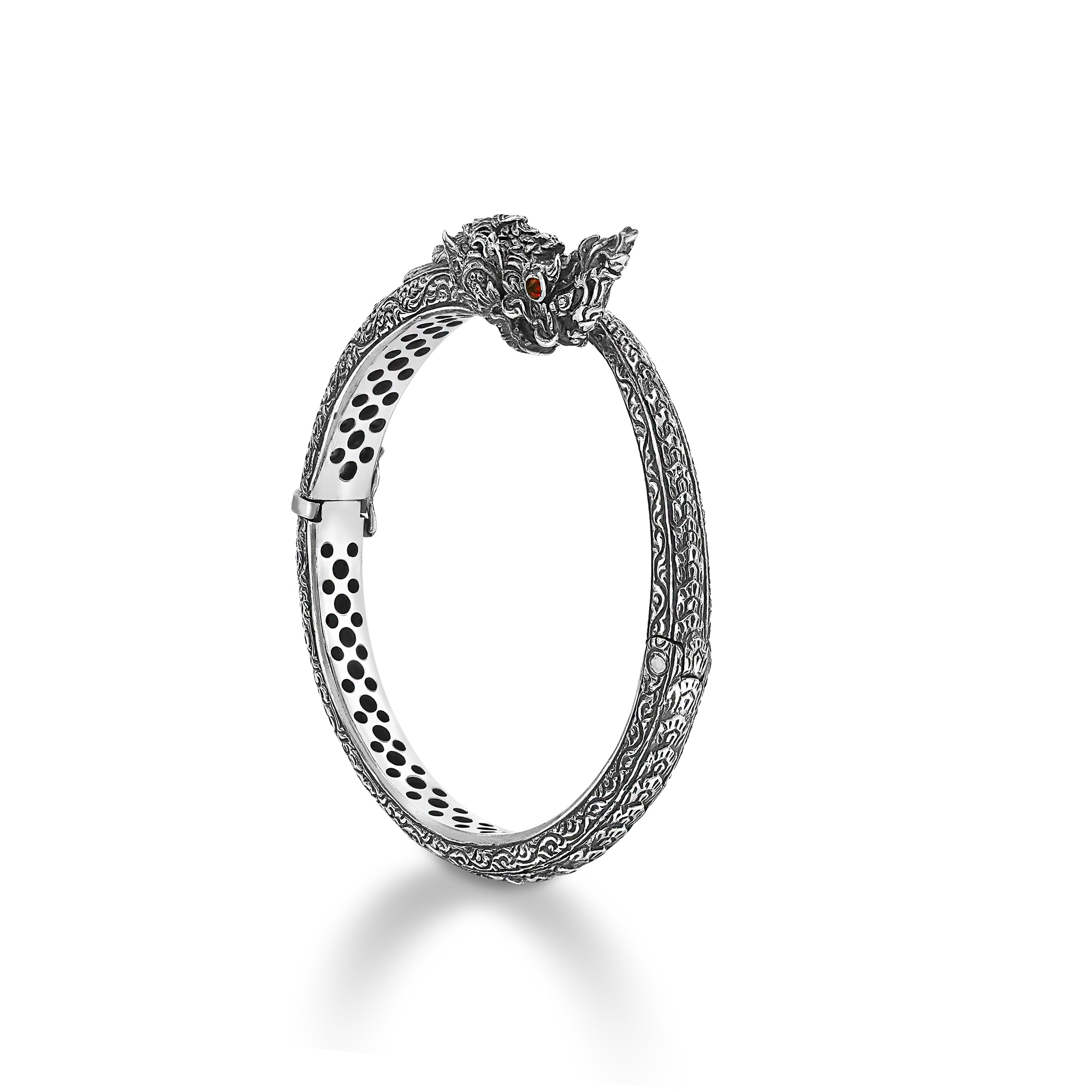 กำไลพญานาค Bangle tsavorite มีพลอย 2แบบ พลอยทับทิม(สีแดง) และ พลอยTsavorite(สีเขียว)