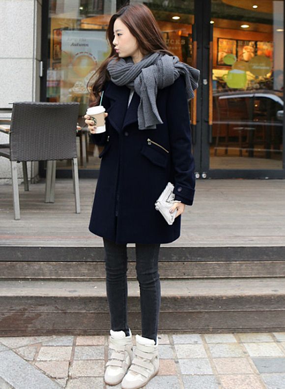 PreOrderเสื้อผ้าคนอ้วน - เสื้อโค้ทกันหนาวไซส์ใหญ่ ผ้าวูลขนสัตว์ สีน้ำเงิน