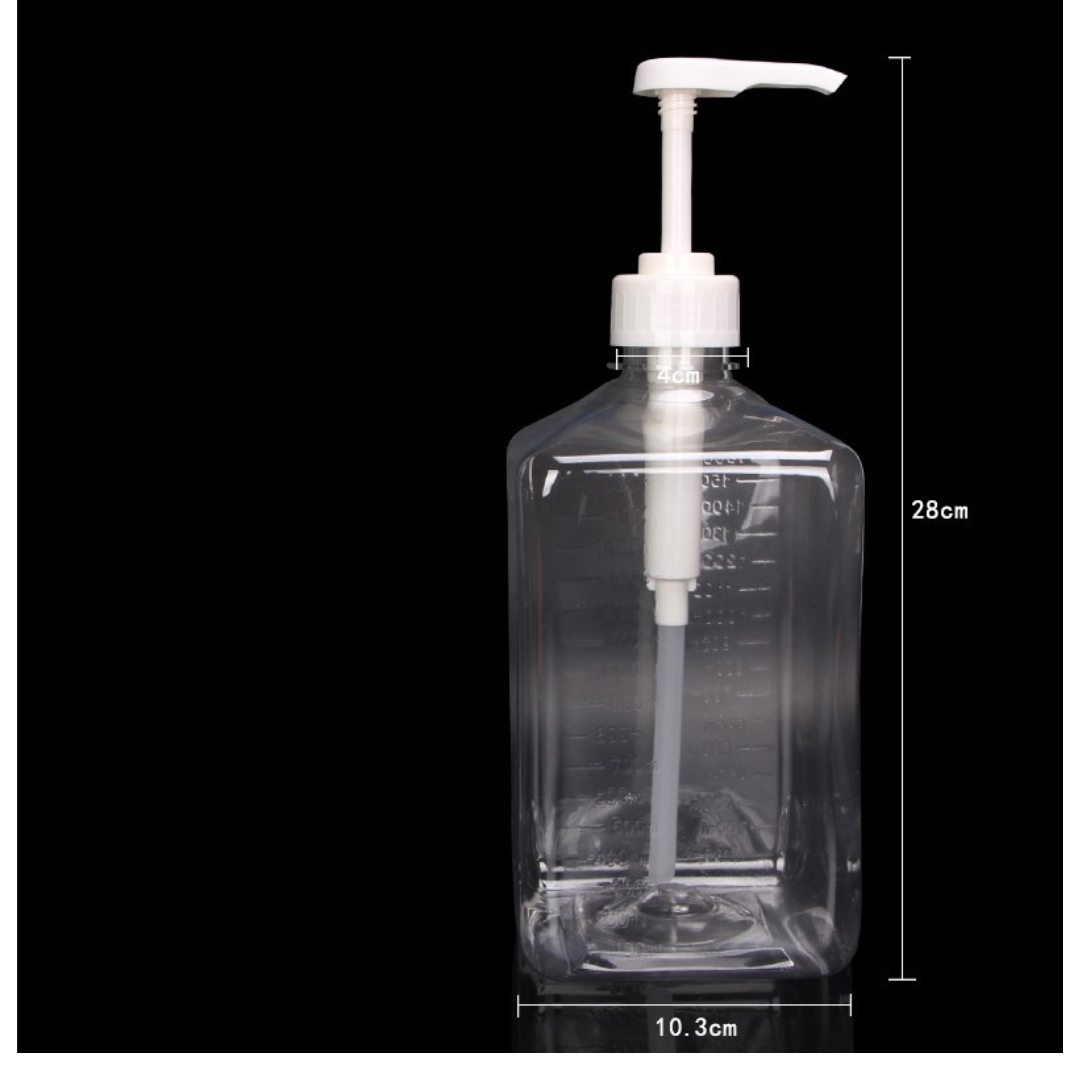 ขวดปั้มน้ำเชื่อม PET ขนาด 1.6 ลิตร พร้อม หัวบีบปากสั้น 10CC รหัส 2887