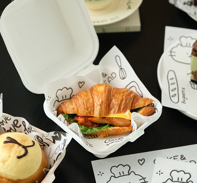 กระดาษไขรองอาหาร (Greaseproof paper) เคลือบกันน้ำ-น้ำมัน ขนาด 18x18 cm. (แพ็ค 98-100 ชิ้น)