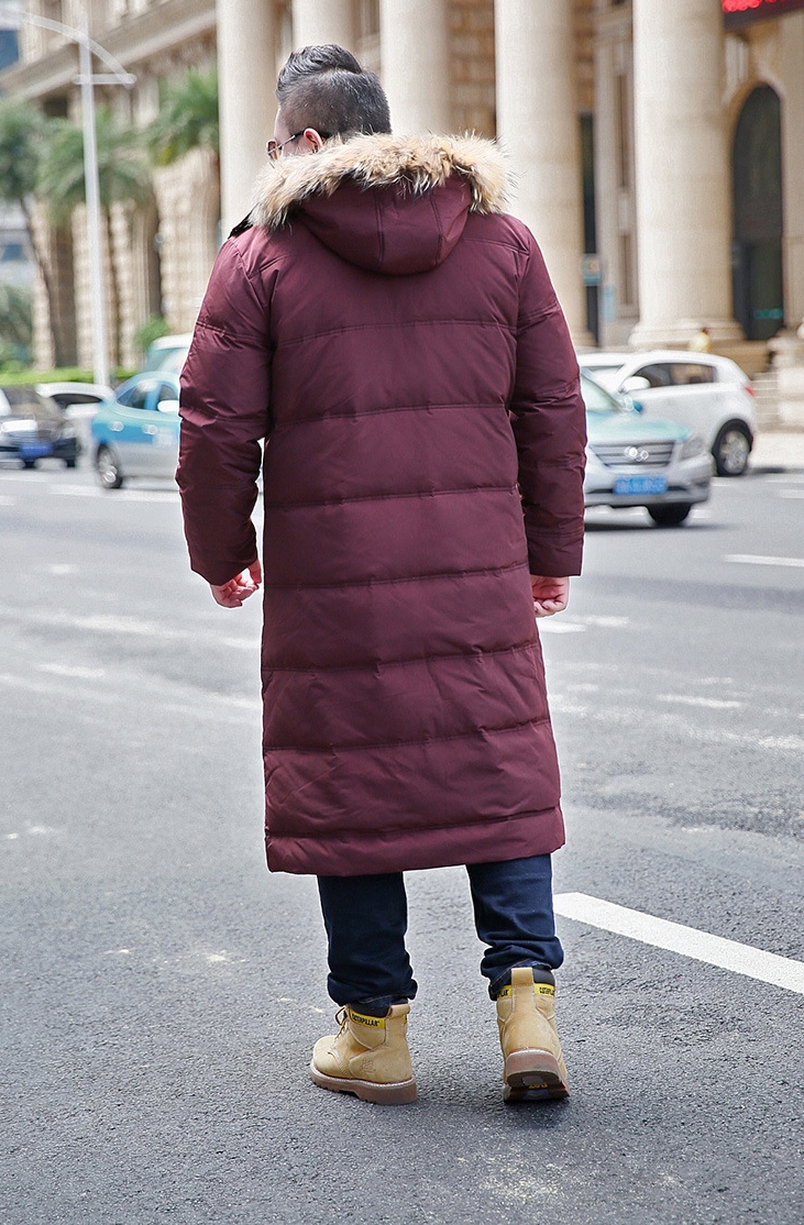 M2324-0027 โค้ทผู้ชายยาวไซส์ใหญ่ ขนเป็ดจ้า มีHoodเฟอร์เล็กถอดไม่ได้