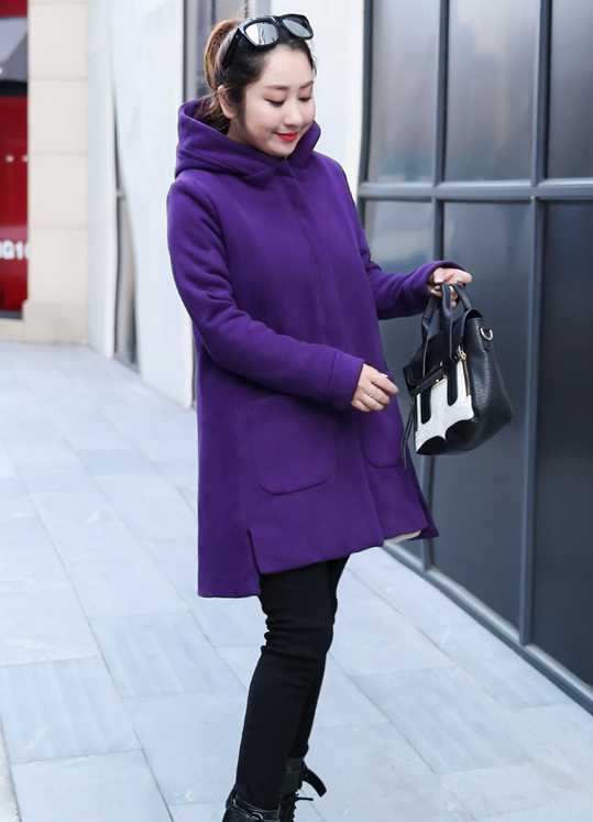 PreOrderคนอ้วน - เสื้อกันหนาว ผ้าฝ้ายโพลิเอสเตอร์ บุหนังสัตว์ สี : ไวน์แดง / ดำ / เหลือง / ม่วง