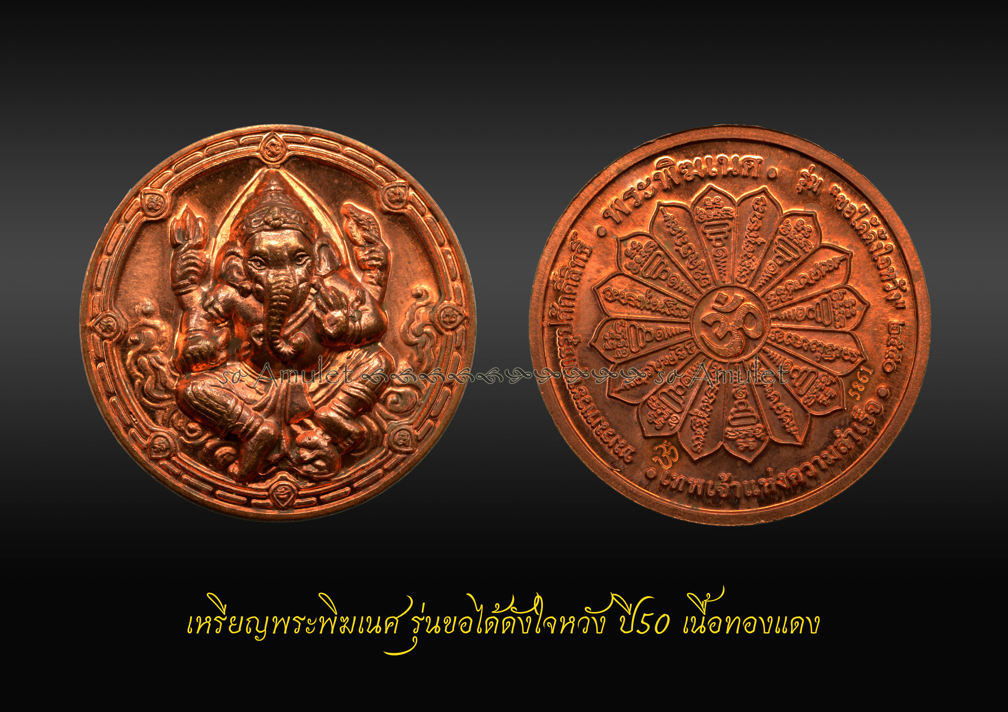 เหรียญพระพิฆเนศ รุ่นขอได้ดังใจหวัง ปี50 เนื้อทองแดง