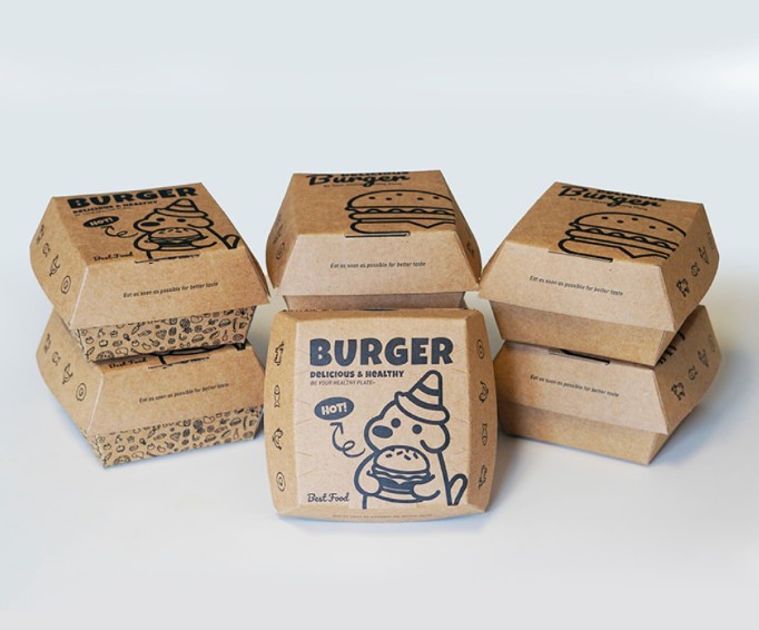 กล่องใส่เบอร์เกอร์ กระดาษ Food Grade เคลือบกันไขมัน (grease-proof paper) แพ็ค 50 ชิ้น