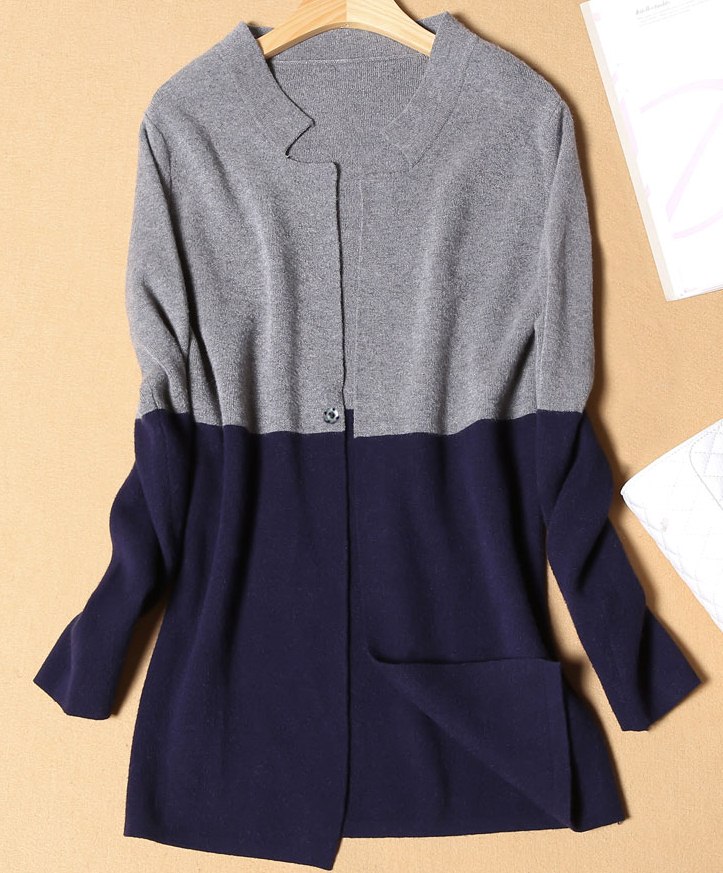 PreOrderคนอ้วน - เสื้อคลุมกันหนาวแฟชั่น ไซส์ใหญ่ คนอ้วน เวตเตอร์กันหนาว สีเทาน้ำเงิน