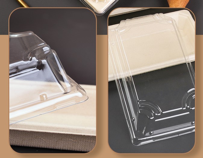 กล่องซูชิ-ขนม-เค้ก กระดาษเคลือบกันน้ำ-น้ำมัน ฝาใส แพ็ค 50 ชิ้น