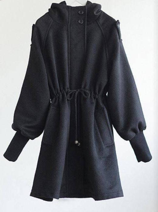 PreOrderไซส์ใหญ่ - เสื้อกันหนาวไซส์ใหญ่ คนอ้วน ทำด้วยผ้าฝ้ายผสม ข้างในเป็นขนสัตว์ สีดำ