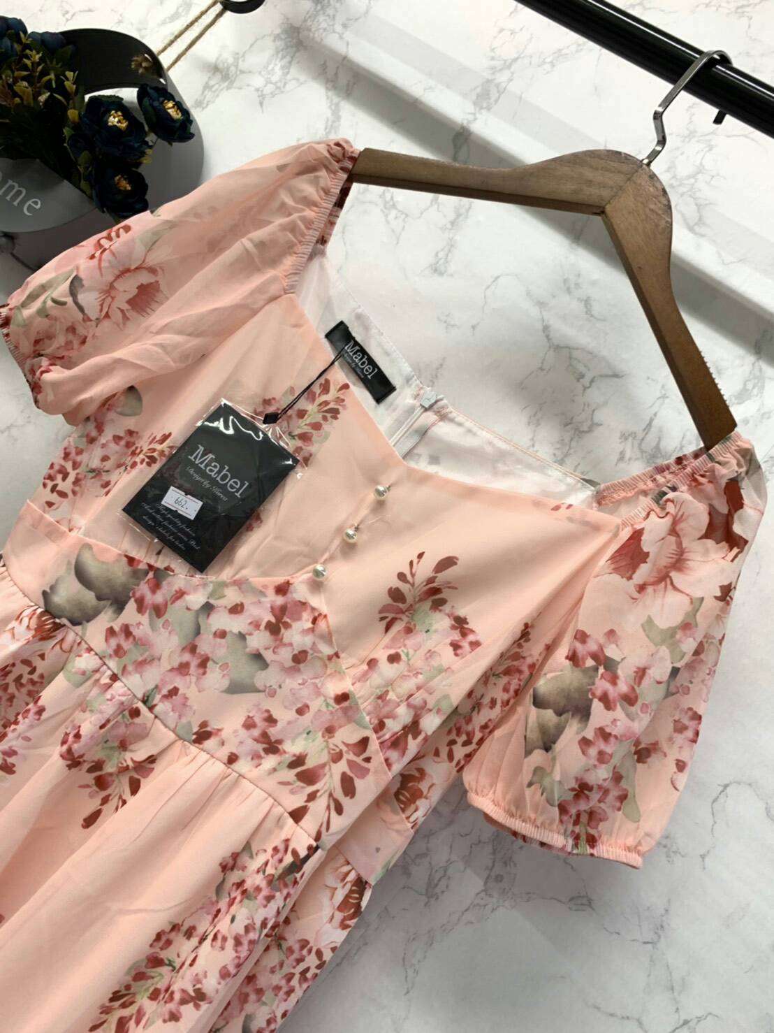 เดรสสไตล์เกาหลี ผ้าชีฟองสีสวยสดใส แพทเทิร์นเป้ะ