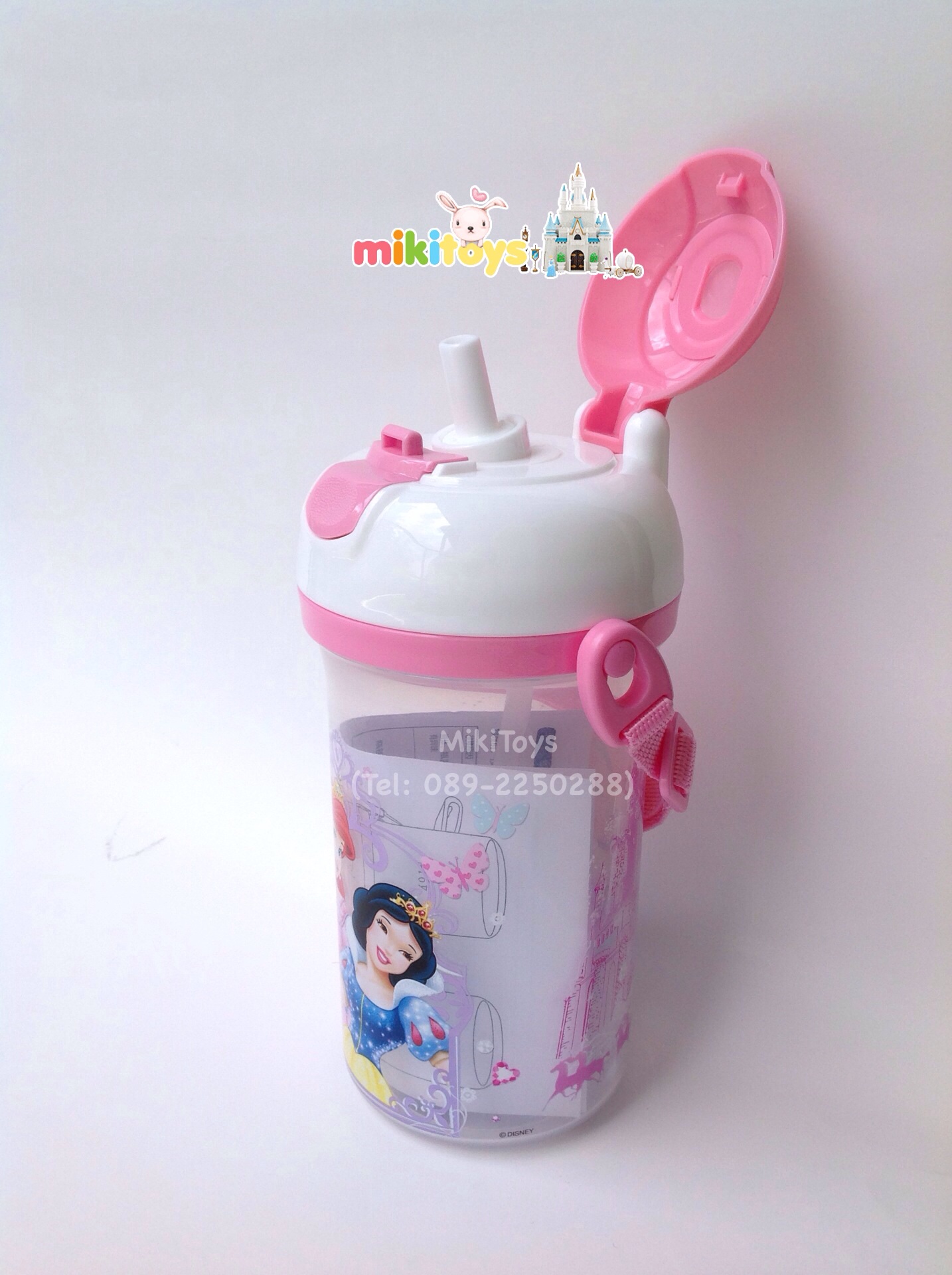 กระติกน้ำPRINCESSเจ้าหญิง550ml. (SnowWhite,Ariel,Cinderella)ฝากดเด้ง ด้านล่างขุ่น