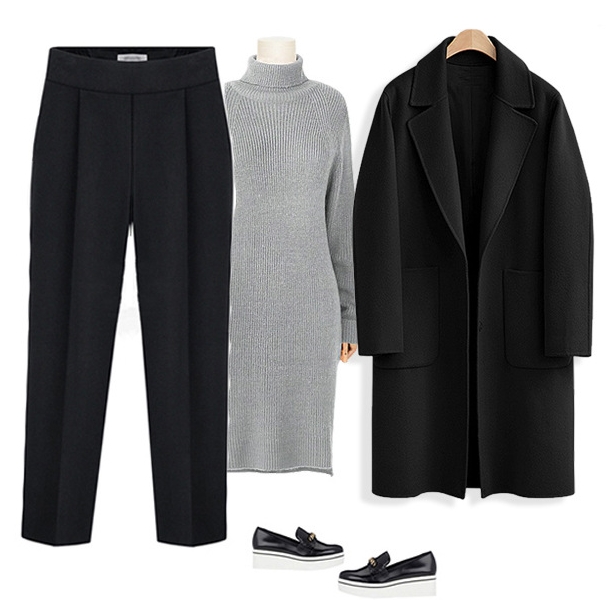 Pre-LD006 - โค้ทกันหนาว ไซส์ใหญ่ ผ้าวูล+ขนสัตว์ สี : ดำ / น้ำตาล