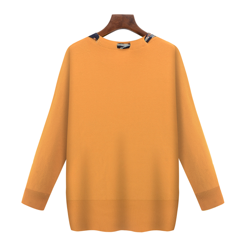 PreOrderคนอ้วน - เสื้อกันหนาวแฟชั่น ผ้าไหมพรม พร้อมผ้าพันคอ สี : เทา / เหลือง