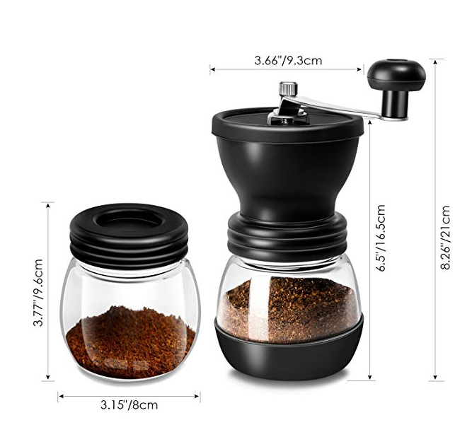 ชุดเครื่องบดกาแฟ มือหมุน มีขวดแก้ว 2 ขวด 1614-039 เทาดำ