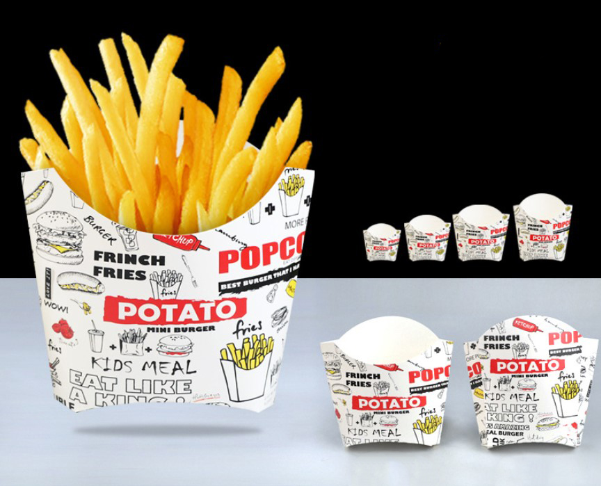 ถาดไก่ทอด-กล่องใส่เฟรนซ์ฟราย กล่อง Popcorn ใช้ใส่ของทอด-ขนม แพ็ค 50 ชิ้น