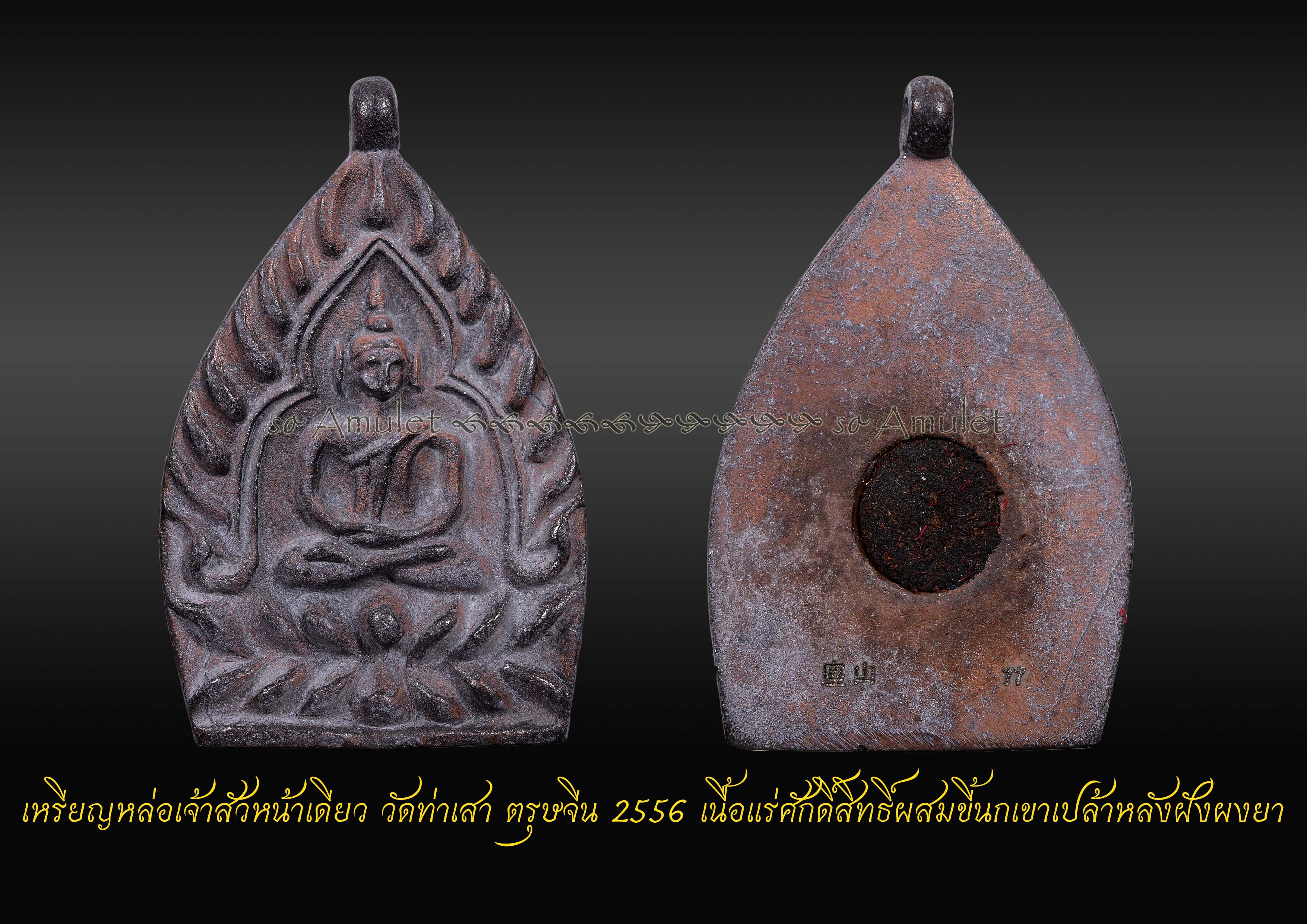 เหรียญหล่อเจ้าสัวหน้าเดียว วัดท่าเสา ตรุษจีน 2556 เนื้อแร่ศักดิผสมขี้นกเขาเปล้าหลังฝังผงยา