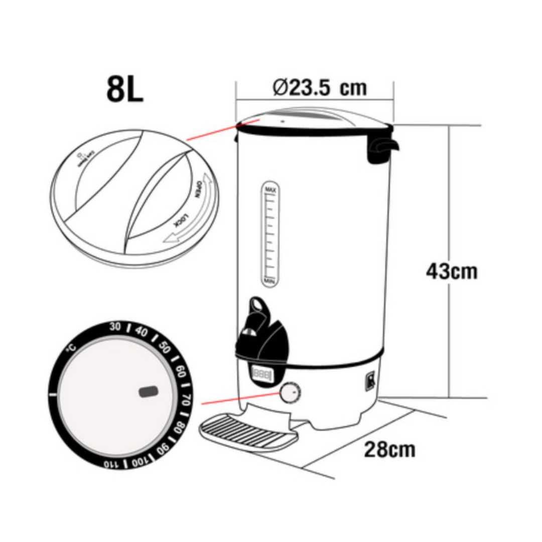 หม้อต้มน้ำร้อน ไฟฟ้า iMIX Water boiler 8 Litres 1500W. 1614-101