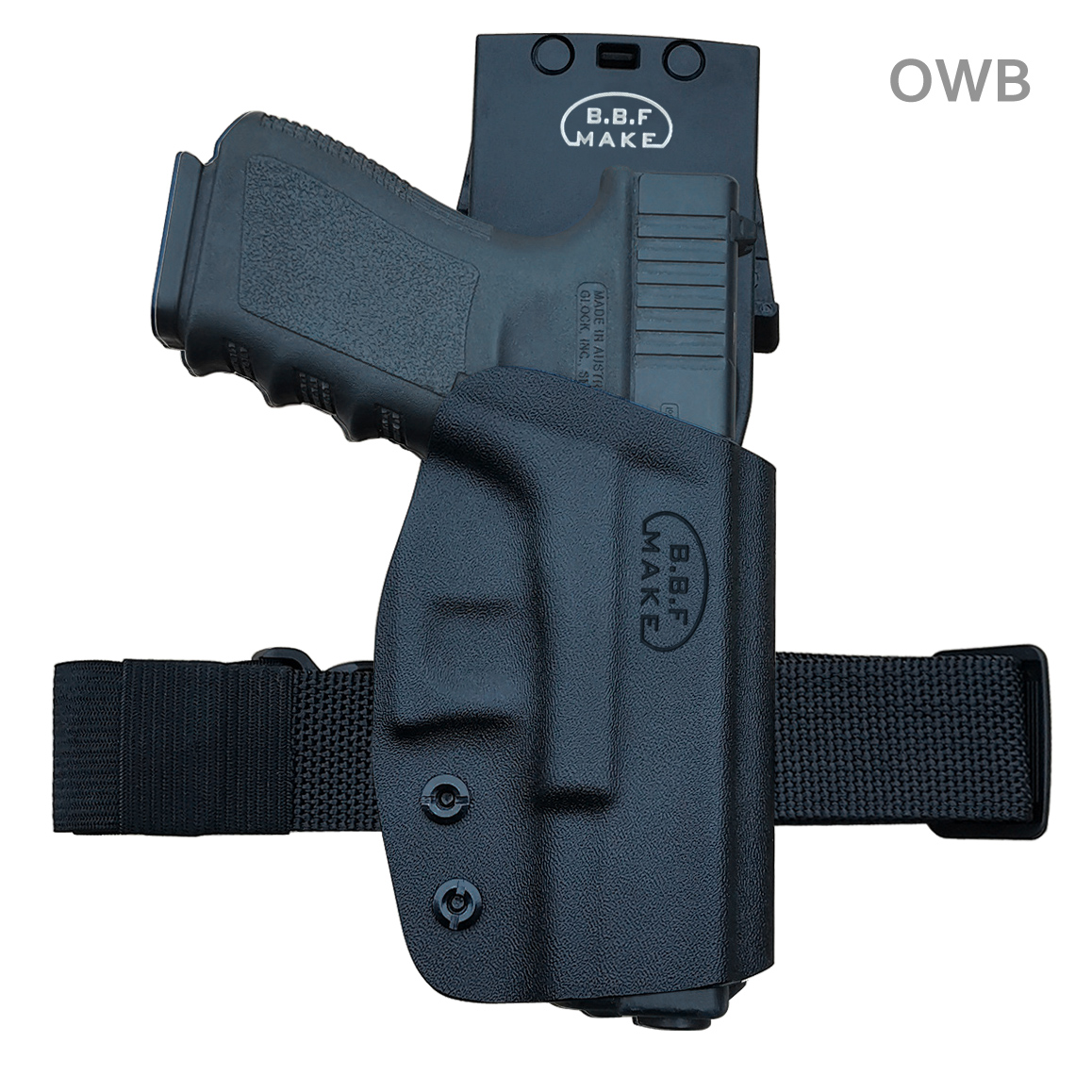 ซองปืนพกนอก + เพลทต่ำ รัดขา B.B.F Make Kydex Holster