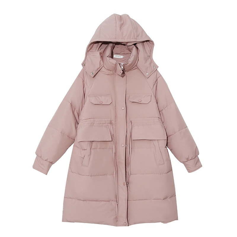 2324-0009 เสื้อกันหนาวบุนวม ไซส์ใหญ่ มีHood สายที่เอวรูดได้