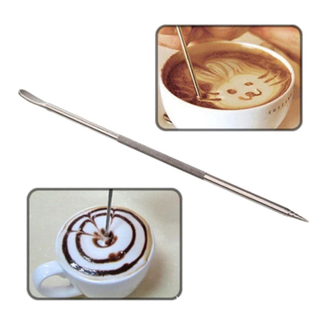 ปากกาวาดลายลาเต้อาร์ตสแตนเลส (Latte art pen) แบบหัวแข็มยาว 13.5 ซม. รหัส 1726