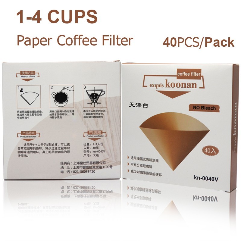 กระดาษกรองกาแฟ Koonan ทรงกรวย กระดาษกรองสีขาว 1-4 ถ้วย 1610-557