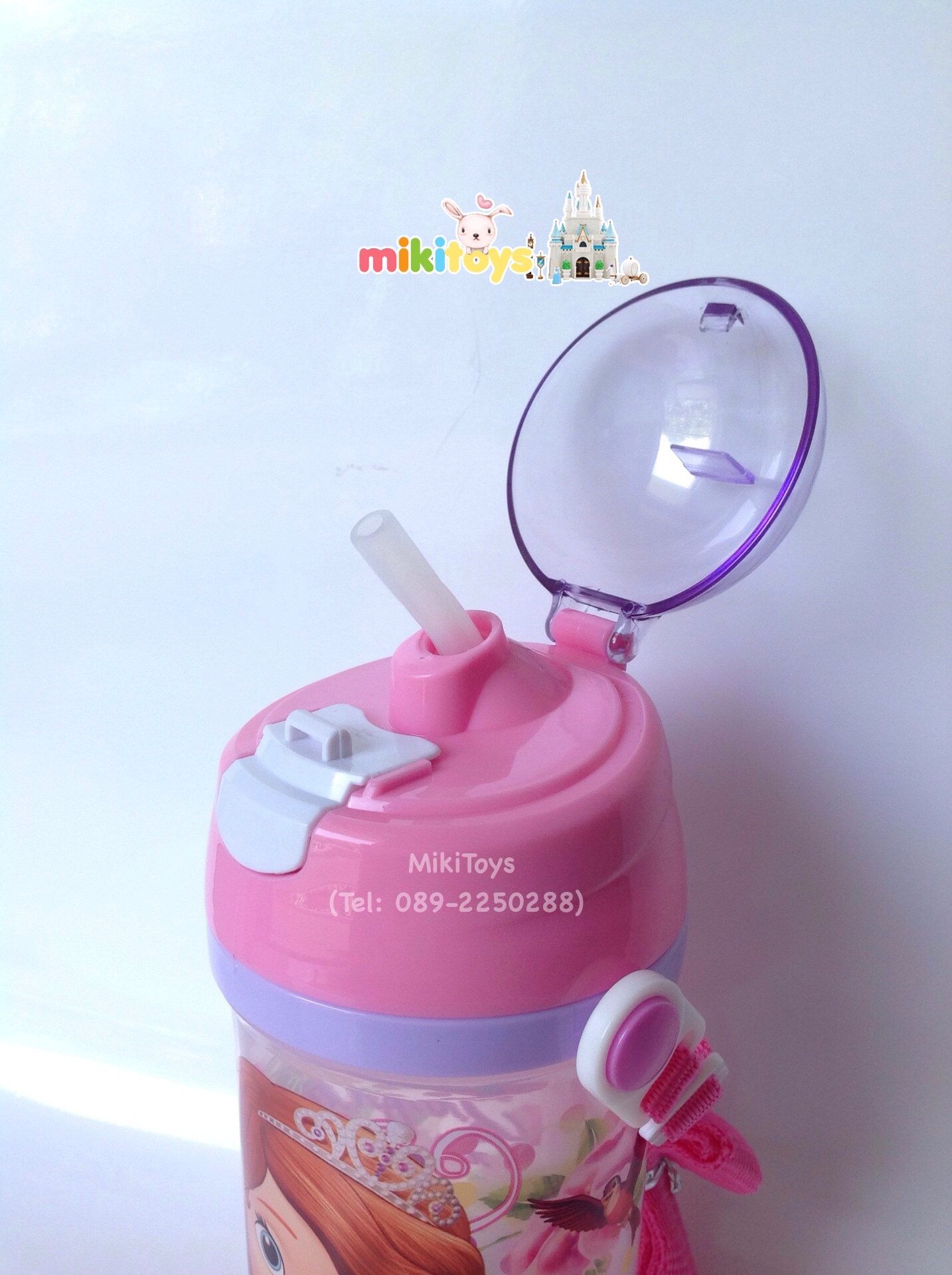 กระติกน้ำเจ้าหญิงโซเฟีย เดอะเฟิร์ส (Sofia The First) สีชมพู สายสะพายสีชมพู **BPA Free ปลอดภัยกับเด็กๆค่ะ