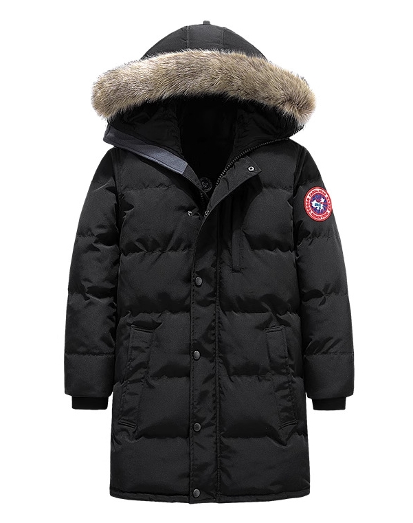 M2324-0012 โค้ทยาวผู้ชาย ขนเป็ด มีHood เฟอร์ ถอดได้ ราคาดี