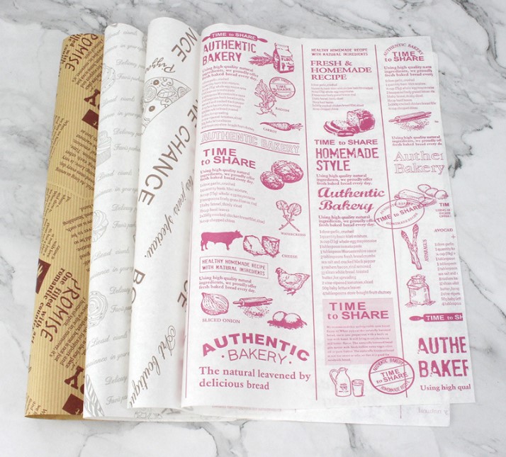 กระดาษไขรองอาหาร (Greaseproof paper) เคลือบกันน้ำ-น้ำมัน ขนาด 28x38 ซม. แบบแพ็ค 100 ชิ้น