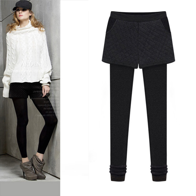PreOrder - กางเกง-เลคกิ้งกันหนาวแฟชั่น ผ้าฝ้ายโพลิเอสเตอร์ ข้างในเป็นผ้ากำมะหยี่เก็บความร้อน สี : เทา / ดำ