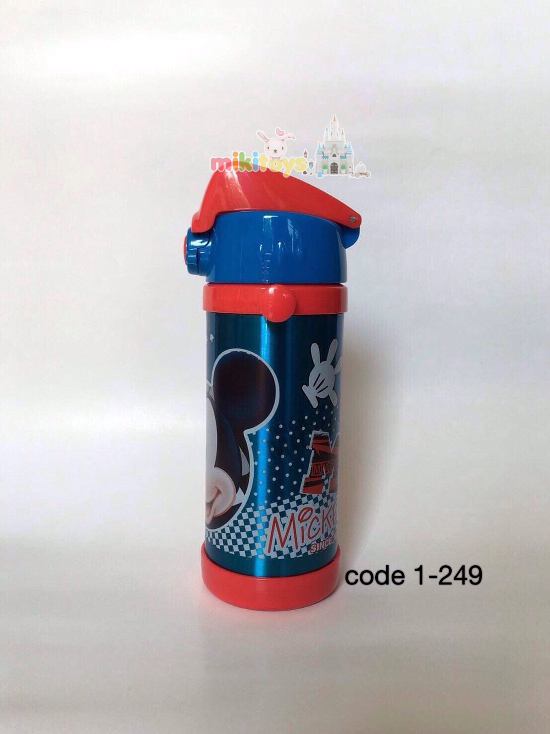 กระติกน้ำเก็บอุณหภูมิ Mickey mouse มิกกี้เมาส์ สีฟ้าแดง ขนาด350ml.