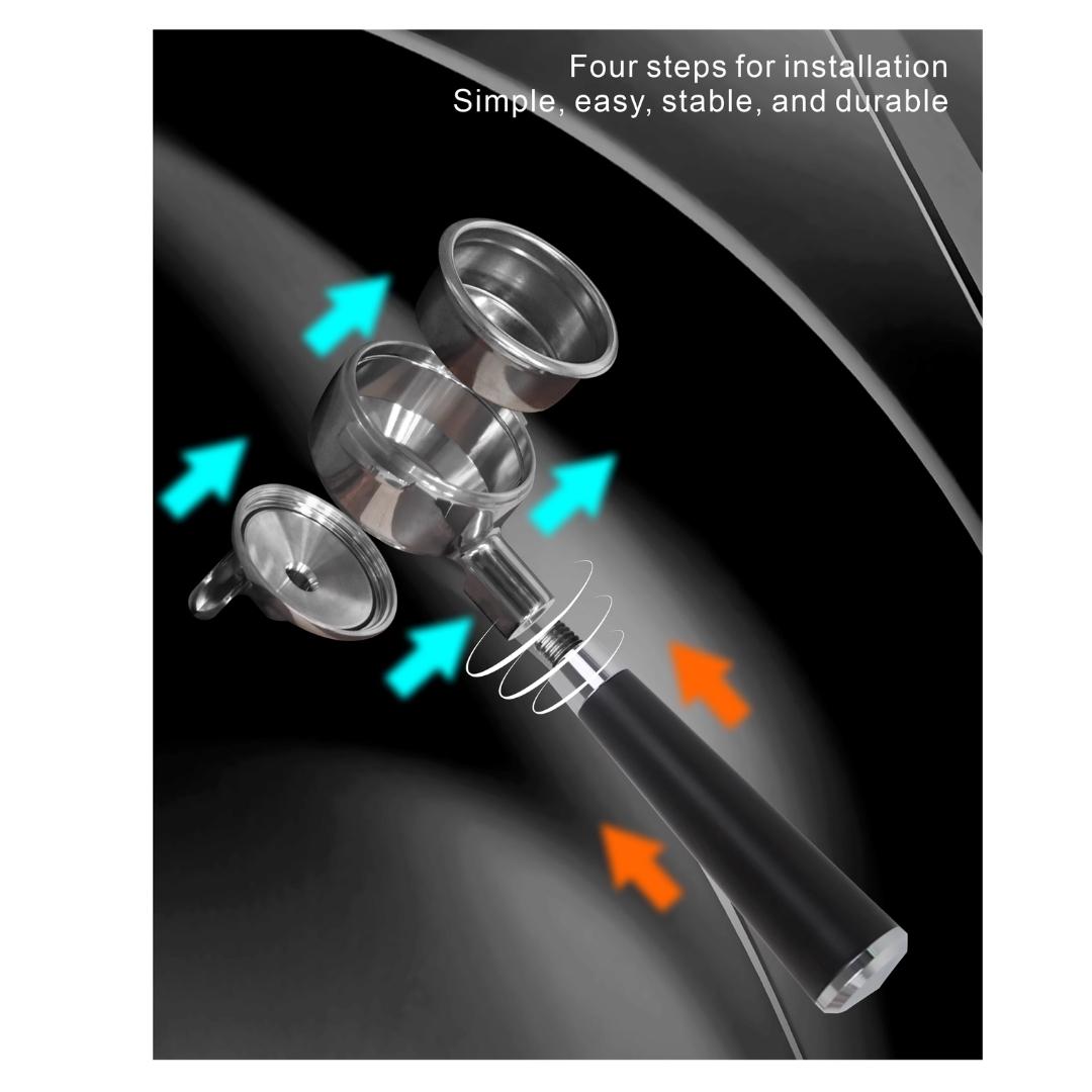 อะไหล่ด้ามชงกาแฟ E61 ขนาด 58 มิล ด้ามดำ ถอดเปลี่ยนชิ้นส่วนได้ ใส่ตะแกรง 3 ช็อตได้ รหัส 2616