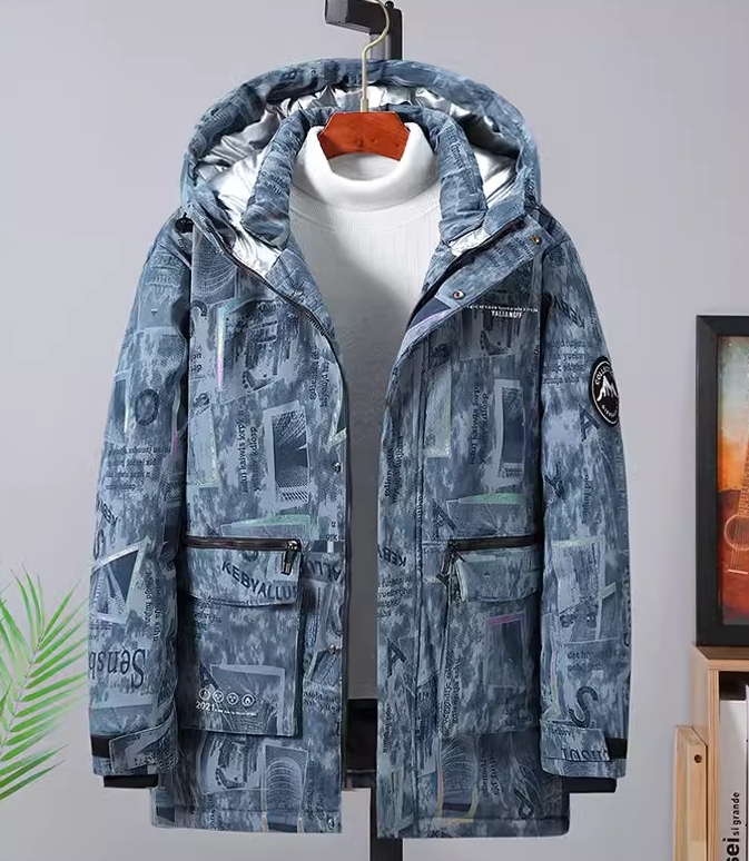 M2324-0002 เสื้อกันหนาวผู้ชาย บุนวม ลายสวยจ้า