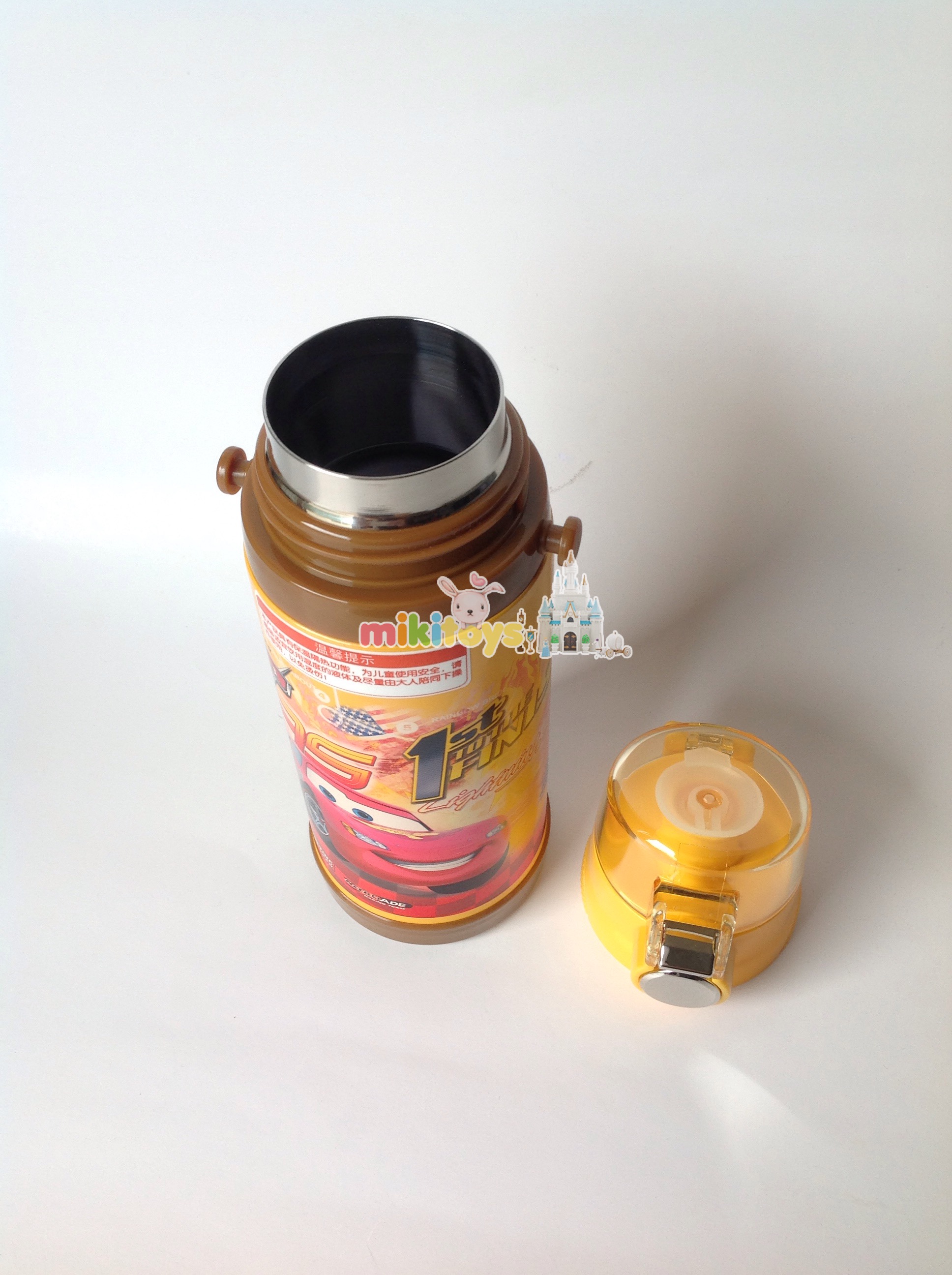 กระติกน้ำเก็บความเย็น รุ่นยกดื่ม คาร์ แมคควีน สีเหลือง Disney YELLOW Cars McQueen (1st to the finish) ระบบตัวล็อค2ชั้น