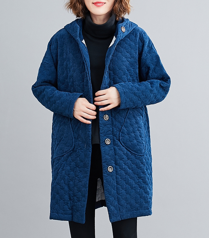 CO-012 โค้ทกันหนาวผ้าลูกฟูก บุนุ่นด้านใน มีHood สีเหลือง / น้ำเงิน