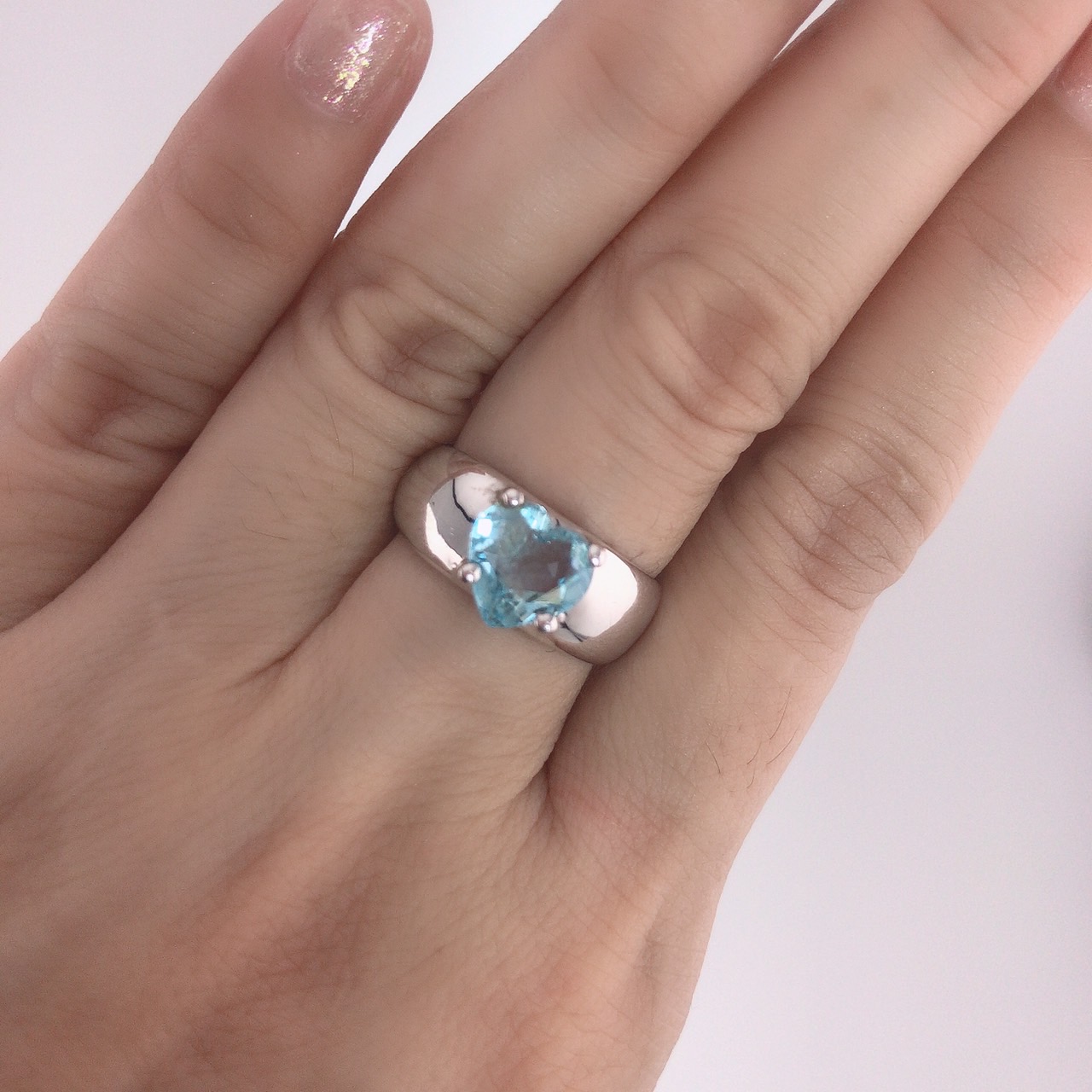 แหวนเงินแท้ พลอยบลูโทแพสแท้(ราศีธนู)