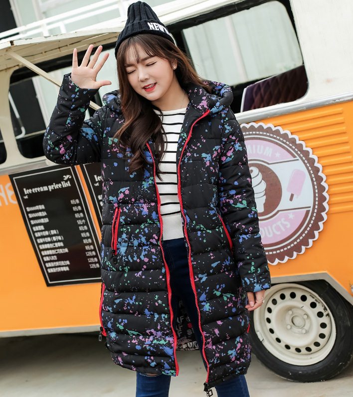 PreOrderคนอ้วน - เสื้อโค้ทกันหนาว ตัวยาว บุนวม+นุ่น ลายผ้าสวย สีดำ